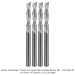 US SPIRAL DOWN CUT 2-FL, 1/4"SH, 1/4" DIA, 1-1/2" LOC, 3-1/2"OAL, 4-PACK