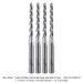 SOLID CARBIDE CONICAL BALL NOSE, 3-FL, 1/4" SH, 1 DEG, 1/8" BALL DIA., 1-1/2" CL, 3" OAL, 4-PACK