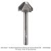 CARBIDE TIPPED JUICE GROOVE BIT, 3-FL, 1/4" SH, 1/4" NOSE RADIUS, 45°