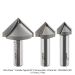 CARBIDE TIPPED V-GROOVE BIT SET, 90 DEG, 2-FLUTE, 1/2" SH, 3-PC SET