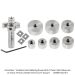 CARBIDE INSERT RABBET BIT, 3-FL, 1/2" SH, WITH 7-PC COLLAR SET + 3 REPLACEMENT CARBIDE INSERTS