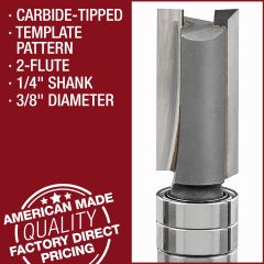 carbide tipped template pattern router bits