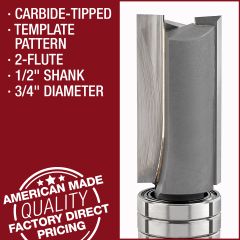 carbide tipped template pattern router bit 2 flue