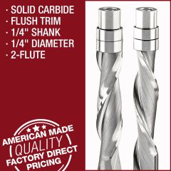 1/4" Dia Flush Trim, 2-Flute