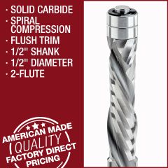 1/2" Solid Carbide Compression Flush Trim Bits
