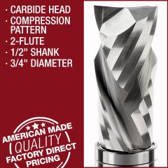 Ultra-Shear 3/4" dia. Spiral Compression Pattern Bits
