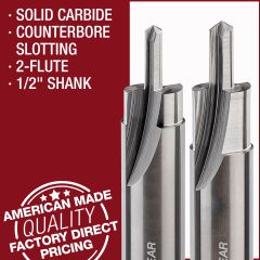 counterbore slotting 2 flute router bits