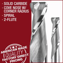 ULTRA-SHEAR-SOLID-CARBIDE-COVE NOSE SPIRAL BITS WITH CORNER RADIUS