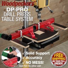 DP-PRO Drill Press Table with extension wings open mounted to Powermatic drill press.