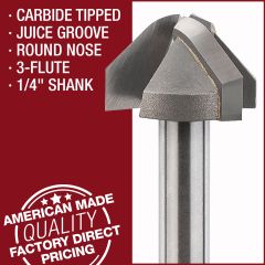 Carbide-Tipped 3-Flute Juice Groove Bits