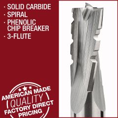 solid carbide spiral chip breaker 3 flute router bits