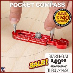 Standard and XL Pocket Compass shown on board with XL in use.
t Compass extended range pencil sockets.