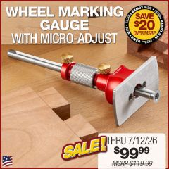 Wheel Marking Gauge with finished dovetail joints in background.