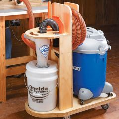SN10936 Keep your shop vacuum and a cyclone separator together and always at hand with this roll-around cart.