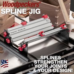 Spline Jig with samples of finished joints.