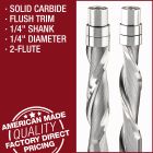 1/4" Dia Flush Trim, 2-Flute