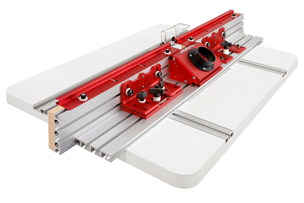 Woodpeckers Super Fence shown on Woodpeckers MDF Router Table Top.